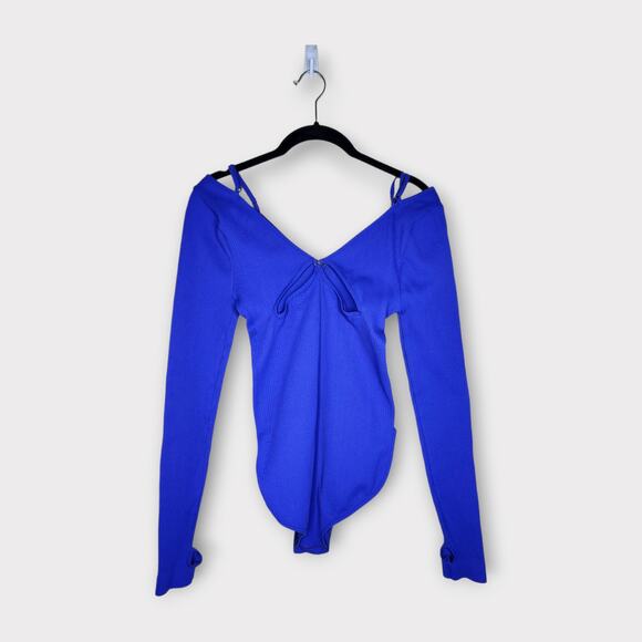 FP Movement Free People Long Sleeve Stretch Cutout Bodysuit Purple Women’s M/L - Picture 1 of 7